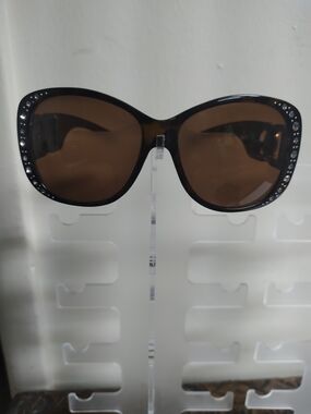 DG2 by Diane Gilman Brown Oversized Rhinestone Sunglasses